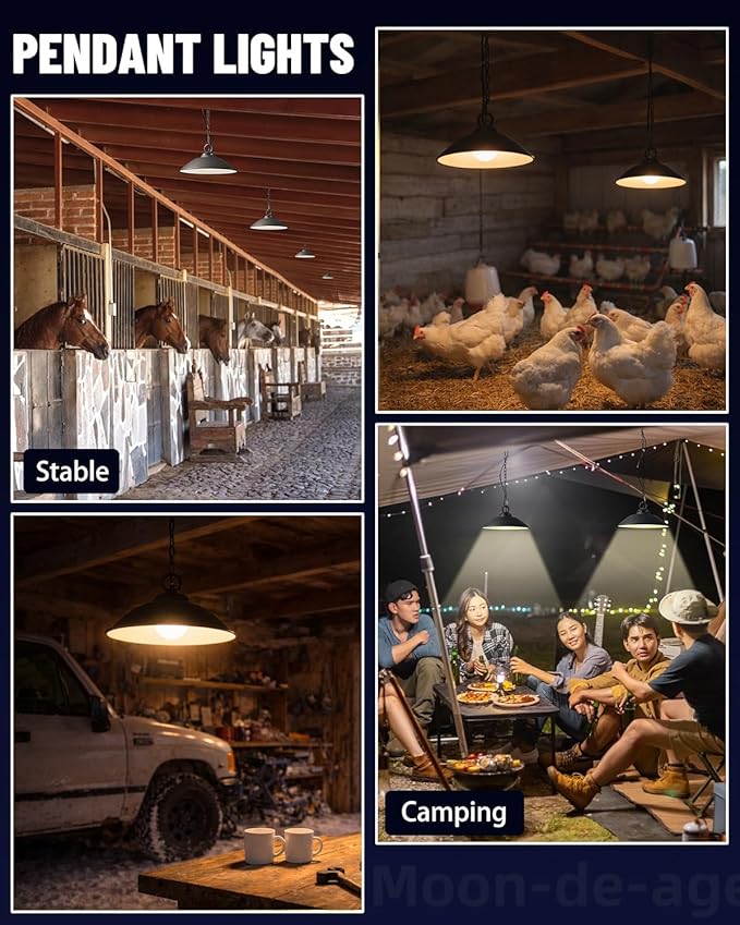 Solar Pendant Lights with Remote Control 3 Color 2 Brightness Mode Timer 8 inch Outdoor Hanging Shed Gazebo Chandelier Lamp Chicken Coop Barn Porch Light Dusk to Dawn 1 Pack