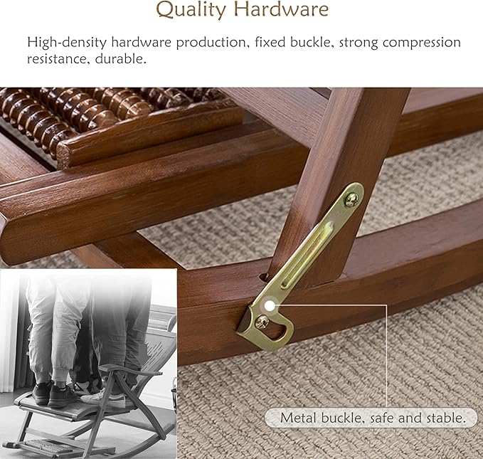 B Folding Rocking Chair for Adults Adjustable Retro Lounge Chair for Outdoor Camping Living Room Bedroom and Kitchen Supports Up to 200Kg