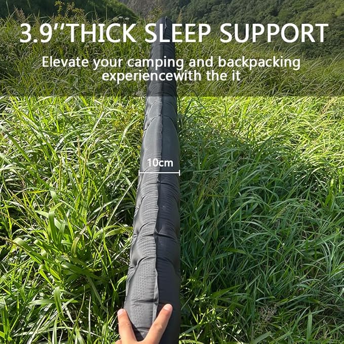 Single Inflatable Sleeping Mat 20D Nylon Lightweight Air Bed for Adults Air Mattress with Storage Bag for Camping Ultralight Backpacking Hiking Traveling &amp Outdoor Activities(Black L)