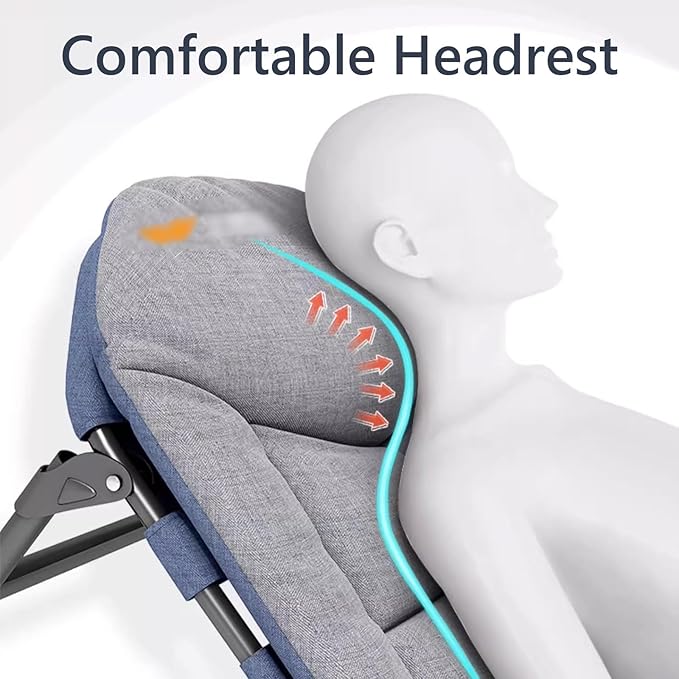 Portable Folding Adult BedAdult Folding Bed Portable Bed for Adults XXL Stable Support Comfortable Headrest High Elastic Sponge Camping Cot for Home Outdoor Travel(200 * 70CM)
