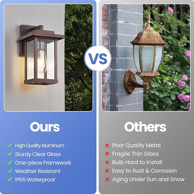 Exterior Light Fixtures 2 Pack Modern Outdoor Wall Lanterns Farmhouse Outdoor Porch Light for House Patio Front Door Entryway Bronze