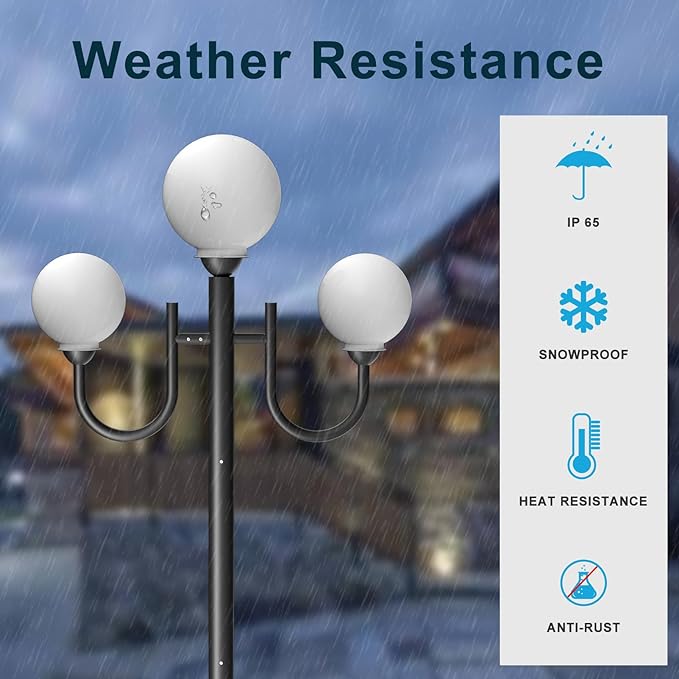 Lightdot 3 Head Outdoor Lamp Post Light Modern Light Post Outdoor Hardwired Waterproof Black Aluminum Street Pole Lights for Garden Driveway Yard Patio Walkway (Bulbs Included)