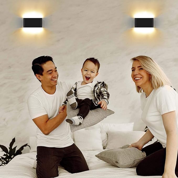 Kawell 12W Waterproof Modern Wall Sconce LED Wall Light Up Down Aluminum Wall Lamp LED Indoor Outdoor for Bathroom Living Room Bedroom Hallway Lounge Porch Corridor Black 3000K
