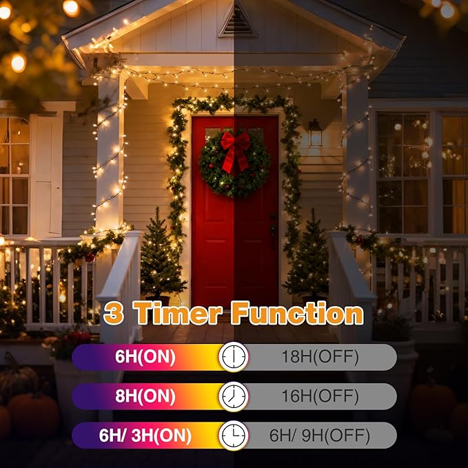 btfarm Color Changing Christmas Lights Outdoor 115FT 300 LED Christmas Tree Lights Indoor with Remote Timer Twinkle String Light Waterproof for Xmas Wedding Party Decor Warm White &amp Multicolor