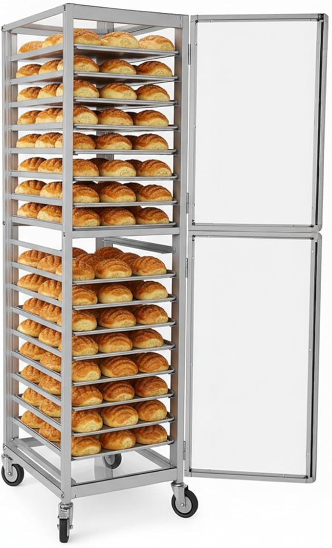 QUNZIDRESS18 Pan Commercial Bakery Rack - 18.5x24.6x70in Aluminum Cooling Speed Rack with Wheels for Home Kitchen Hotel Storage Trolley