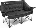 Double Camping Chair Padded Camping Chairs Heavy Duty 2 Person Camping Chair Oversized Loveseat Camping Chair with Cup Holders Camping Couch Support 800LBSBlack