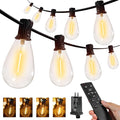 Ollny S11 100FT Outdoor String Lights with Remote Plug in Waterproof Connectable 3 Modes Dimmable Timers Patio Lights with 48+2 LED Spare Bulbs Dusk to Dawn Outdoor Light for Outside Bistro Yard