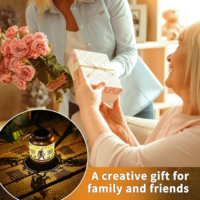 Bigfoot Solar Lanterns Outdoor Waterproof Hanging Solar Lights Big Foot Sasquatch Birthday Gifts for Women Men Metal Decoratives LED Lantern for Patio Backyard Porch Yard Lawn Garden Decor