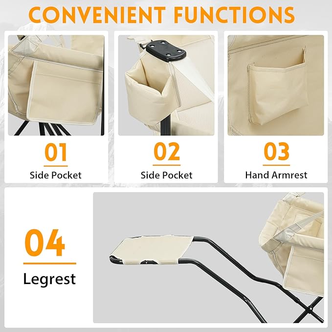 Hammock Camping Chair with Leg RestLightweight Portable Outdoor Chair for Camping and Hiking Supports 350lbsKhaki