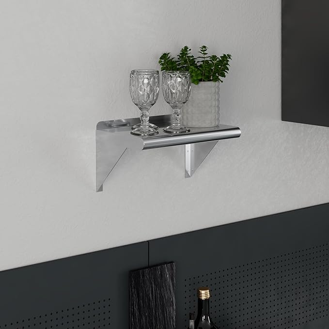 AmGood 10 in. x 16 in. Stainless Steel Wall Shelf | NSF Certified | Appliance &amp Equipment Metal Shelving | Kitchen Restaurant Garage Laundry Utility Room