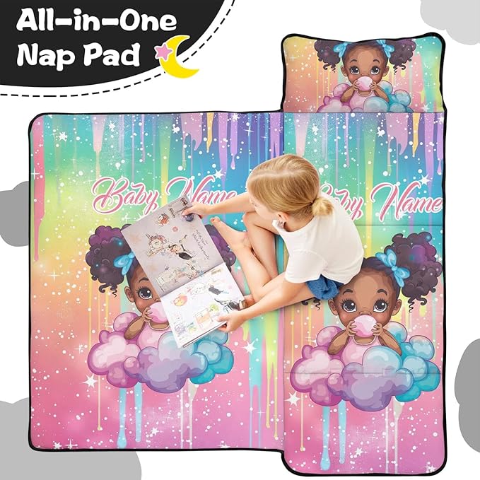 Toddler Sleeping Bag with Blanket &amp Pillow – Personalized Roll-Up Nap Mat with Custom Name for Kids
