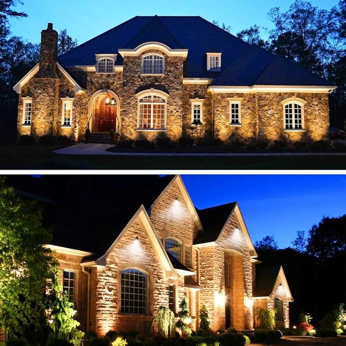 ZUCKEO Low Voltage Landscape Lights LED Landscape Lighting 5W 12V Garden Pathway Lights Waterproof Warm White Walls Trees Flags Outdoor Landscape Spotlights with Stakes (8 Pack)