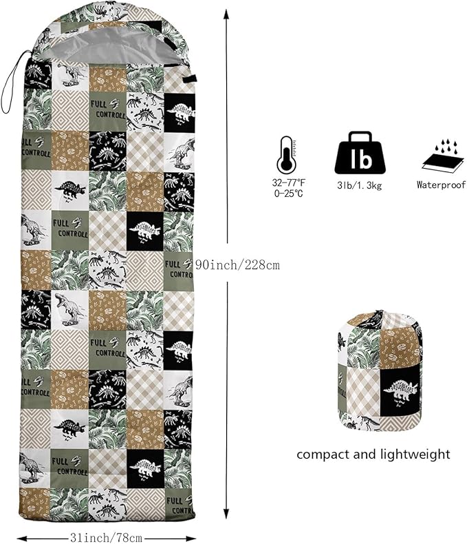 Kids Sleeping Bag for Boys GirlsBohemian Cowboy Print-Lightweight Warm Portable Outdoor Indoor-Waterproof Cold Weather Resistant Sleeping Bag for Camping Hiking