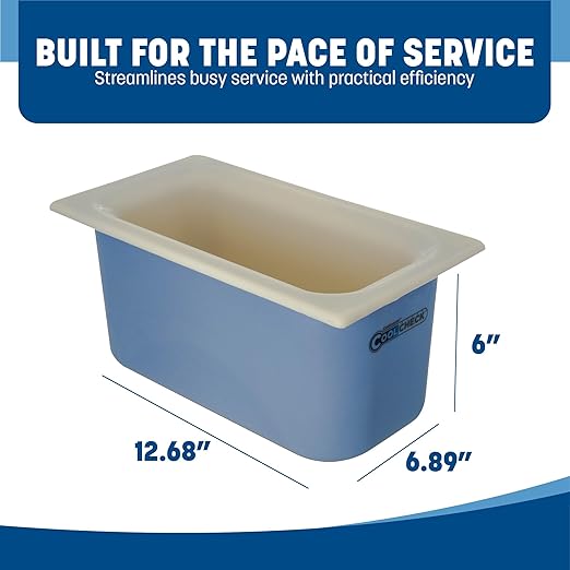 Carlisle FoodService Products CM1102C1402 Coldmaster CoolCheck 6 Deep Third-Size Insulated Food Pan 4 Quart Color Changing White and Blue