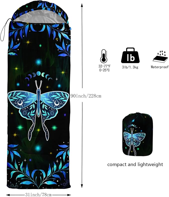 AILONEN Kawaii Panda Sleeping BagsLightweight &amp Waterproof3 Season Warm &amp Cool WeatherDreamy Purple Flower Animal Themed Sleeping Bags for BoysGirlsKidsAdults TravellingOutdoors