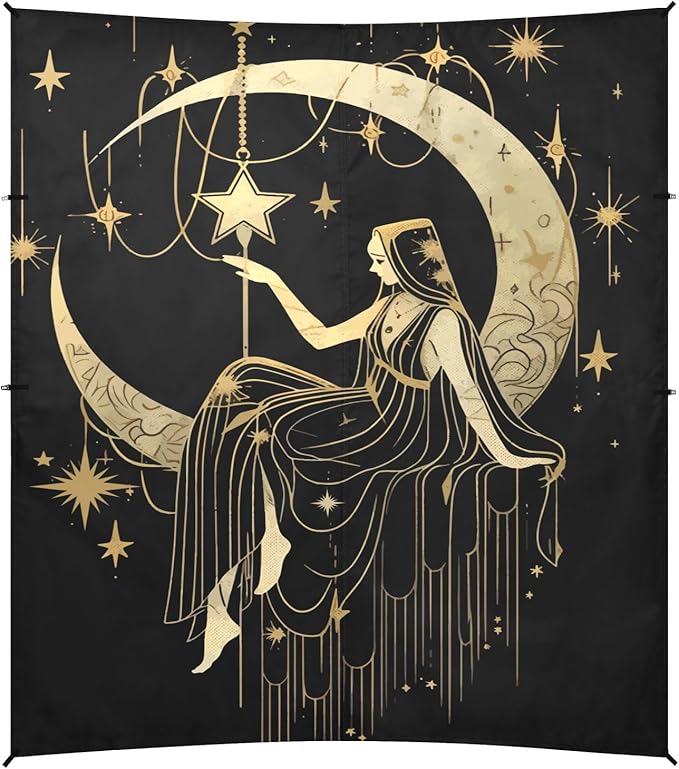 Camping Sun Shelters Sacral Girl on Moon Keeping Star Beach Canopy 126 * 110.2in