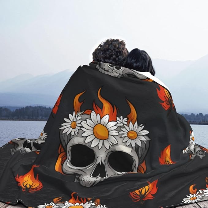 Spider Head Cartoon Daisy 80x60 Printed Soft Fleece Blanket for Sofa Bed and Camping - Cozy Blanket for Travel Picnics Nighttime Use