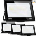 4 Pack 100W LED Flood Light Outdoor with Plug IP66 Waterproof Exterior Security Floolights 12000LM Super Bright LED Work Light 5000K Daylight White Floodlights for Yard Stadium Patio Playground