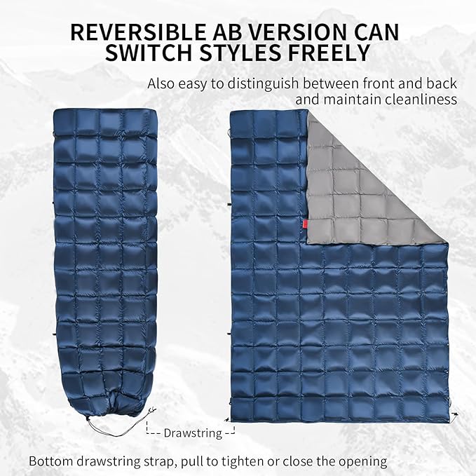 Down Camping Blanket - Lightweight Packable Warm &amp Puffy Outdoor Travel Quilt for Sleep Hiking Backpacking Stadium Festivals Water-Resistant Sleeping Bag 55x79