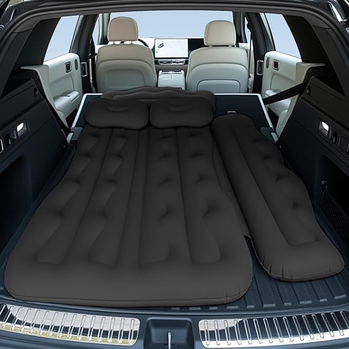 BEBAS Car Air Mattress Inflatable Truck Camping Mattress for Back Seat Thickened SUV Portable Travel Sleeping Pads with 2 Pillows &amp Air Pumps Fits Most Sedan/Pickup/Van Black Bed