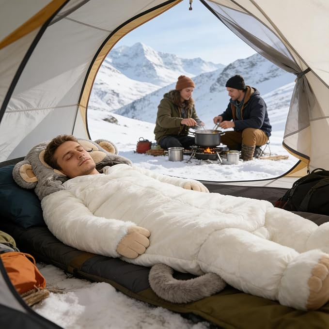 Giant Monkey Sleeping Bag for Human Monkey Shaped Animal Sleeping Bags for Adults for Indoor Use Or Camping TripsSleepovers