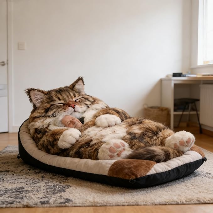 Cat Sleeping Bag for Human Fluffy Cat Sleeping Bag for Adults 68.9in Soft Warm Fluffy Wearable Blanket Washable Cute Animal Slumber Bag for Camping Sleepovers &amp Home Lounging