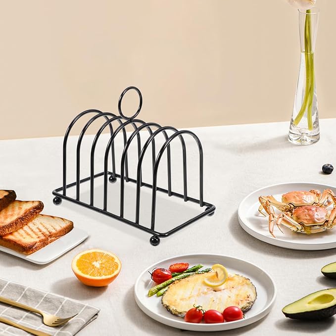 PartyKindom Stainless Steel Multifunctional Bread Rack Toast Holder Rack for Kitchen and Dining Room: Multi-Functional Toast for Sliced Bread and Book Storage Space-Saving