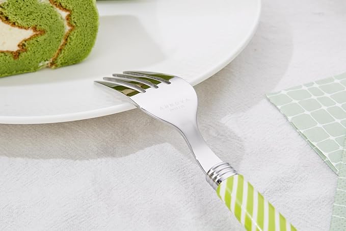 ANNOVA Silverware Set Stainless Steel Colorful Tableware Kitchen Flatware Set Utensils Includes Dinner Knives Forks Spoons Salad Forks &amp Dessert Spoons (Light Green 20 Pieces)