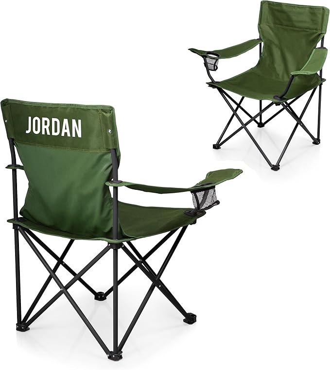 PICNIC TIME Personalized PTZ Camp Chair Custom Outdoor Camping Chair Beach Chair with Carrying Bag (Khaki Green)