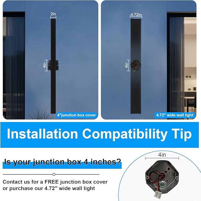 Modern Outdoor Wall Lights - 23.6inch Black Exterior Light Fixtures Wall Porch Lights Outdoor Wall Sconce Patio Long Strip Wall Light Fixtur Outside for Garage House