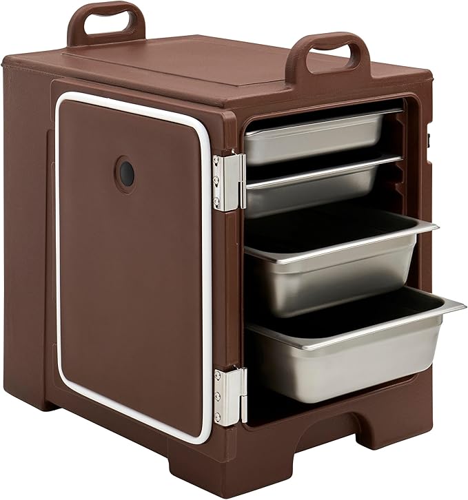 Insulated Food Pan Carrier Holds 5 Full-Size Food Pans 2-1/2 Deep Brown (29A-158)
