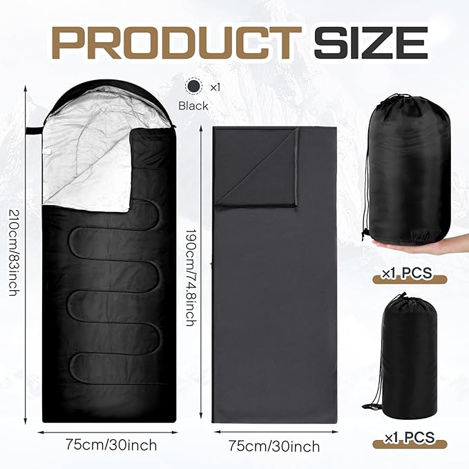 Tranqun Sleeping Bags for Adults with Fleece Cotton Liner Warm Portable Waterproof Lightweight with Compression Sack for Spring Camping Hiking Travel