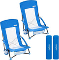 SUNNYFEEL Folding Beach Chair High Back Beach Chairs for Adults Lightweight Portable Camp Chair 300lbs Heavy Duty with Carry Bag Cup Holder for Outdoor Travel Picnic Concert 2 Pack Blue
