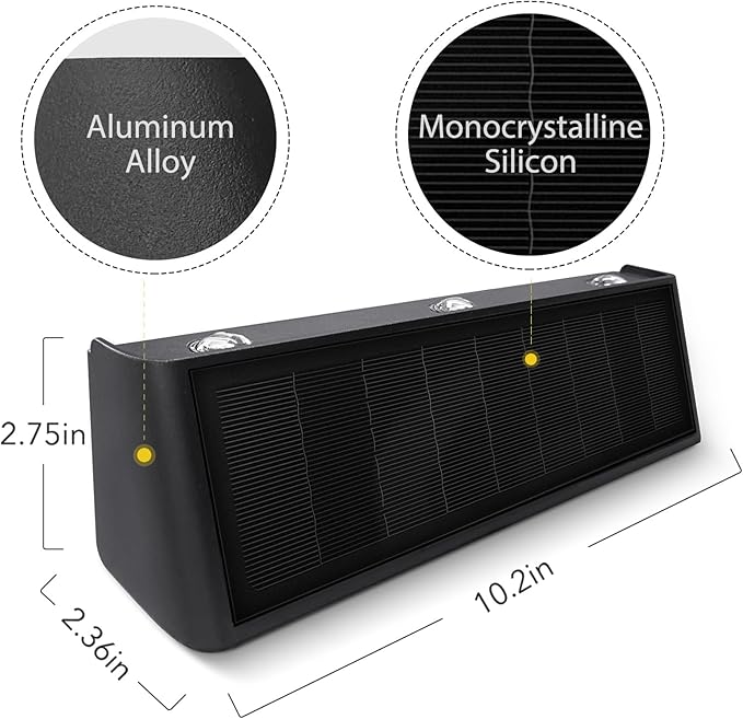 4 Pack Solar Lights Outdoor 3000K Warm Aluminum Waterproof Dusk to Dawn Lighting Wall Sconce Up Down for Outside Fence Walkway Porch Deck
