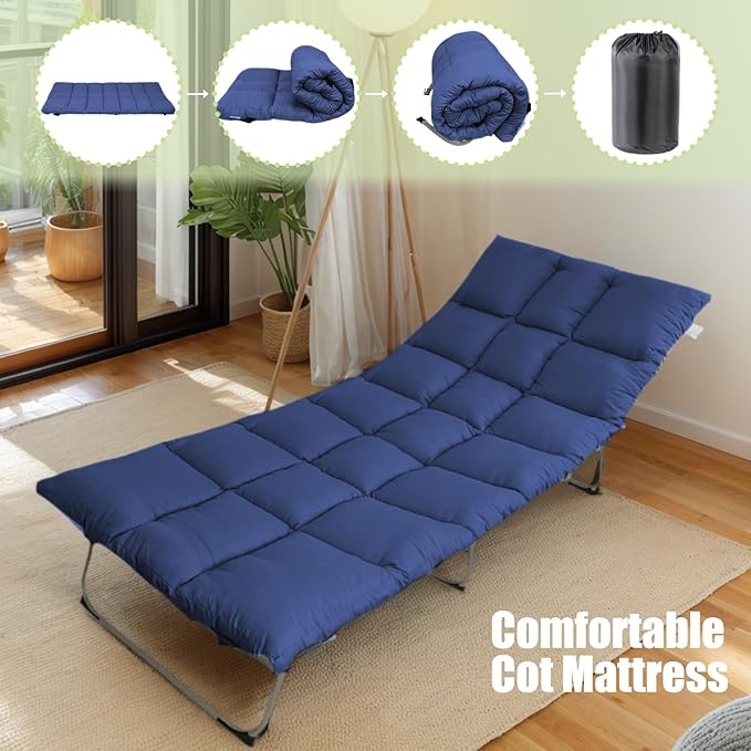 Tuphen Cot Mattress Pad-Cot Pads for Camping Cot Mattress Topper Camping Mattress Sleeping Pad 75x30 Soft Lightweight Quilted Pads for Camp Cot/RV Bunk/Narrow Twin Beds