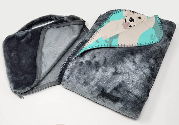 Caroline's Treasures MLM1055TBLT White Cream Labrador Retriever Soft Travel Blanket with Bag Airplane Blanket Indoor Outdoor Camping Blanket for Traveling Picnics Beach Trips Concerts
