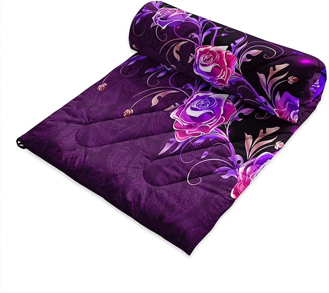 Axolotl Purple Butterfly Camping BlanketRoses Floral Lightweight Puffy Camping BlanketGlitter Starry Portable Outdoor BlanketMagical Waterproof Blanket for Cold Days Plane Picnic Beach Backpacking
