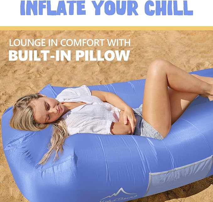 AlphaBeing Inflatable Lounger Beach Chair Accessories Air Sofa Hammock Inflatable Couch for Camping Backyard Lakeside with Compression Sacks Ideal Outdoor Gifts for Adults
