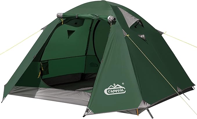 2-3 Person Backpacking Tent with Double Door 2 Vestibule Waterproof Windproof Lightweight Easy Set Up 3 Season 2 Man Two Person Tent for Camping Hiking Motorcycle Mountaineering with UPF 50+