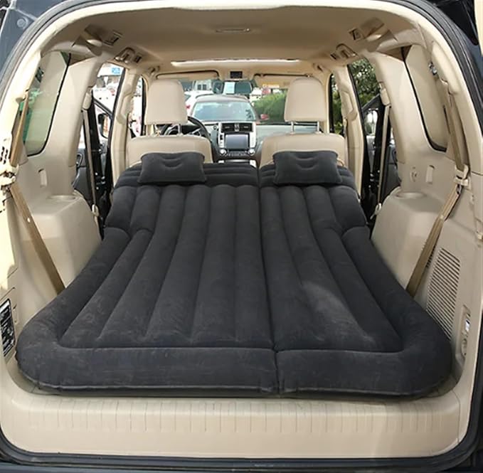 SUV Inflatable Mattress Car Camping Inflatable Bed Car Back Seat Inflatable Bed 175x130cm Car Mattress PVC Flocking Lathe (Black)