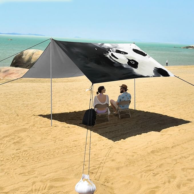 Cute PandaCamping Sun Shelters 9.2 x 10.5 FT Beach Canopy Tent Sun Shade with Carrying Bag for Camping Trips Fishing Backyard Fun or Picnics 21341036