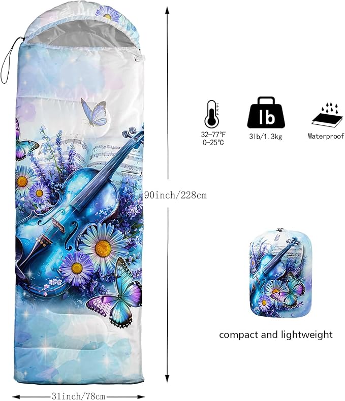 QOOMO Camping Sleeping Bags3 Season Warm &amp Cool WeatherLightweightWaterproof Sleeping Bags for Adults &amp KidsTravelingand OutdoorsCamping Gear Equipment