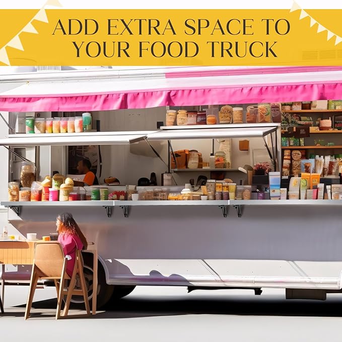 Stainless Steel Folding Shelf Wall Mounted Commercial Concession Serving Shelf for Food Truck Trailer Window Kitchen Restaurant Garage Utility Room(12x35)