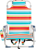 Portable Lightweight Folding Chair for AdultsOutdoor Low Beach Lawn ChairsPortable Backpack Foldable Camping ChairFolding Beach Chairwith Cup Holderfor Patio Pool Yard Garden (Rainbow Stripes)