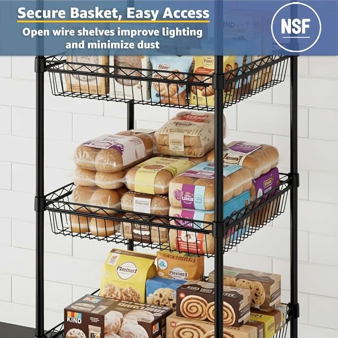 18 x 48 Black Wire Shelf Basket NSF Storage Basket for Shelving Units 600 lb Capacity