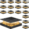 Post Cap Lights 16pack 4x4 Deck Fence Post Solar Lights Outdoor with Warm White LightingBlack Waterproof Solar Post Lights for Vinyl/Wood Posts to Decorate Fence DeckGarden Patio