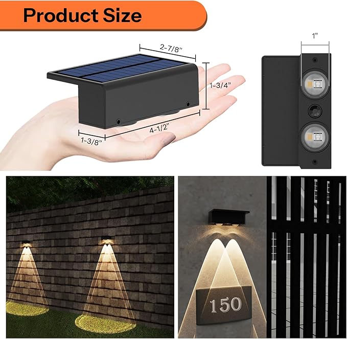 8-Pack Multi-Color Solar Spotlights for Fence &amp Wall - 30 Lumen High Brightness 5 Modes (RGB Color Changing + Warm White) | Easy Mount for Steps Patio Yard - Matte Black
