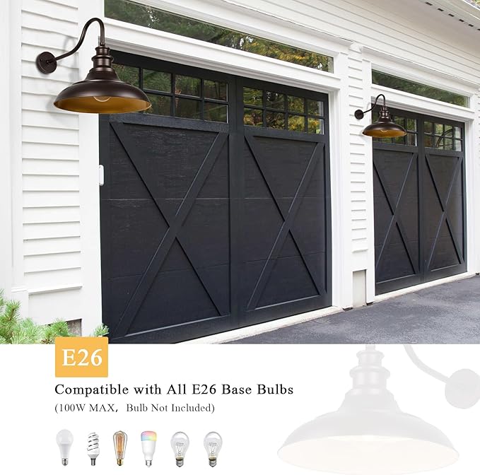 Exterior Farmhouse Barn Light 16 Inch Vintage Outside Garage Light Fixtures 4PCS Anti-Rust Waterproof Outdoor Light for Patio Frontdoor Entryway Doorway