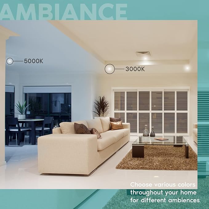 LUXRITE 16-Pack 3 Inch Ultra Thin LED Recessed Lighting 6W 5 Color Selectable 2700K | 3000K | 3500K | 4000K | 5000K CRI 90 500 Lumens Dimmable LED Wafer Lights Wet Rated IC Rated Baffle Trim