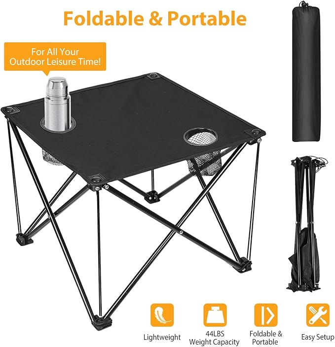 Moclever Foldable Camping Table – Ultralight Portable Table with Cup Holders &amp Carry Bag Perfect for Outdoor Adventures Picnic Beach BBQ Hiking &amp Home Use